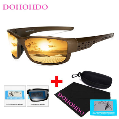 DOHOHDO Polarized Night Vision Sunglasses For Men Vintage Mirror Coating Driver Anti-glare Sun Glasses 100% UV400 Goggles