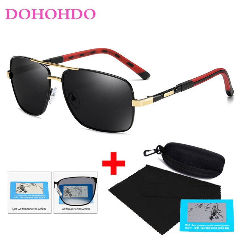 DOHOHDO Occhiali da sole polarizzati Uomini di design di marca Rivestimento classico in metallo Occhiali da sole da guida Occhiali da sole maschili Oculos De Sol UV400 
