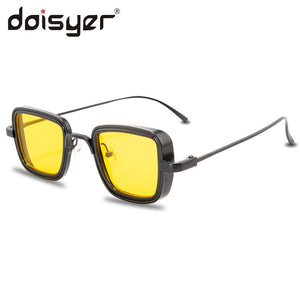 DOISYER sunglasses men retro thick rimmed metal square sunglasses