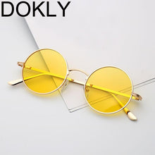 Load image into Gallery viewer, DOKLY 2023 Yellow Round Sunglasses real UV400 Women sunglasses vintage sunglass round sunglasses Yellow lens