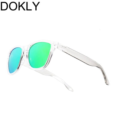 DOKLY Unisex Clear Frame Green Lens Sunglasses Mirror Oculos Sun Glasses Gafas De Sol Sunglasses Women Eyewear
