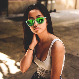 DOKLY Unisex Clear Frame Green Lens Sunglasses Mirror Oculos Sun Glasses Gafas De Sol Sunglasses Women Eyewear