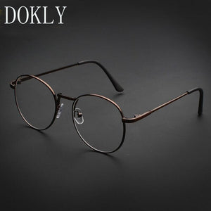 DOKLY Vintage Round Glasses Men Women's Glasses Metal black Frame Eyewear vintage Female Optics Eyeglasses Clear Lens glasses