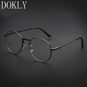 DOKLY Vintage Round Glasses Men Women's Glasses Metal black Frame Eyewear vintage Female Optics Eyeglasses Clear Lens glasses