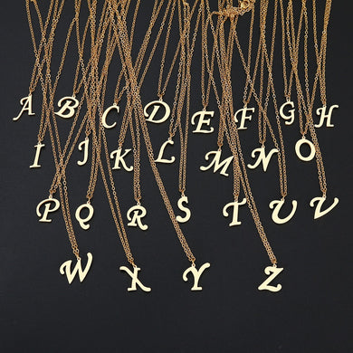 Women A-Z Alphabet Letter Pendant Necklaces Personalization Stainless Steel Necklace Glamour Jewelry