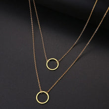 Load image into Gallery viewer, Women Double Round Geometric Pendant Necklace Stainless Steel Gold and Silver Color Jewelry Gift