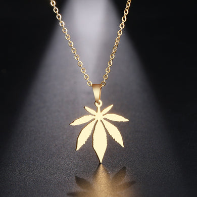 Stainless Steel Necklace For Women Man Maple Leaf Choker Pendant Necklace Engagement Jewelry