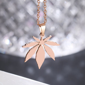 Stainless Steel Necklace For Women Man Maple Leaf Choker Pendant Necklace Engagement Jewelry