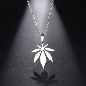 Stainless Steel Necklace For Women Man Maple Leaf Choker Pendant Necklace Engagement Jewelry