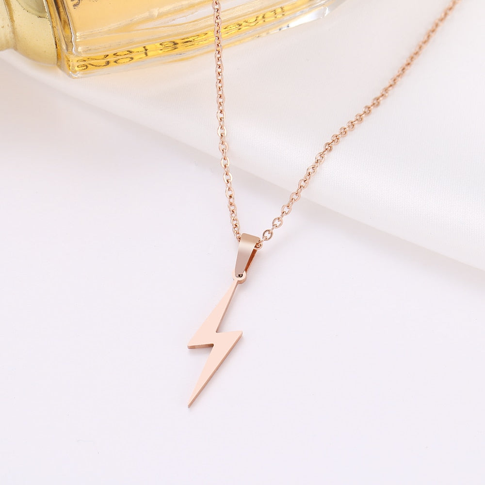 Collana in acciaio inossidabile Collane con fulmini caldi per pendenti di protezione da donna per regali di fidanzata Gioielli in oro rosa