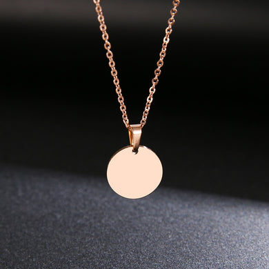 Stainless Steel Necklace Round Circle Pendant For Women Elegant Clavicle Rose Gold Necklace Wedding Jewelry