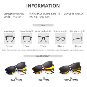 DS 6100 Ultralight Metal Sun Glasses For Women Eyeglasses Frame With Polarized Magnet Clip On Sunglasses Female Uv400 Oculos De