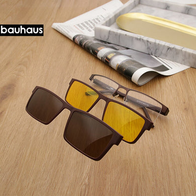 DS 7144 Ultralight metal Magnetic Eyeglasses Frame men Spectacles Polarized Clip On Sunglasses For Men Square Oculos De Grau