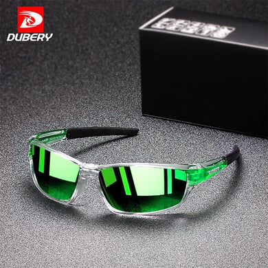 DUBERY Occhiali da sole polarizzati da uomo con montatura verde trasparente Occhiali da sole sportivi Guida anti-abbaglianti Occhiali con lenti gialle UV XH13 