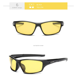 DUBERY Occhiali da sole polarizzati da uomo con montatura verde trasparente Occhiali da sole sportivi Guida anti-abbaglianti Occhiali con lenti gialle UV XH13 
