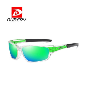 DUBERY Occhiali da sole polarizzati da uomo con montatura verde trasparente Occhiali da sole sportivi Guida anti-abbaglianti Occhiali con lenti gialle UV XH13 