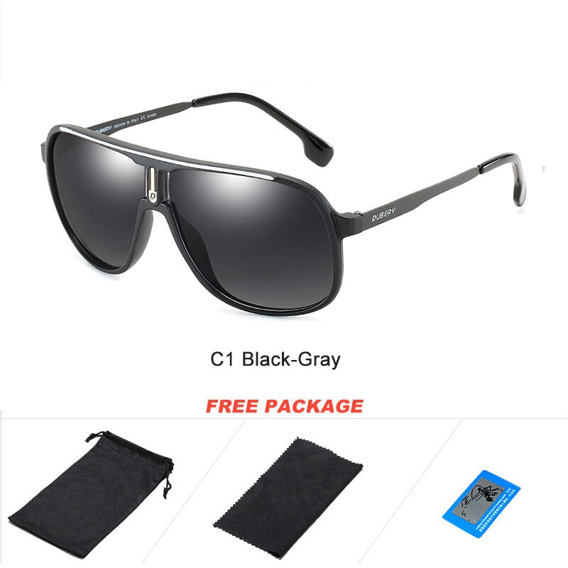 DUBERY Men Driving Sunglasses Pilot Polarized Fishing Sun Glasses Outdoor Travel Goggle Shades Male 100%UV Protection Metal Legs