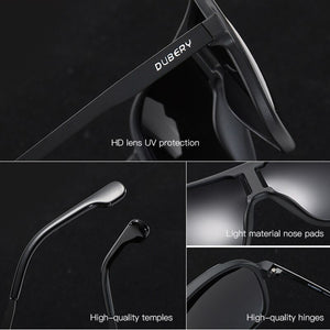 DUBERY Men Driving Sunglasses Pilot Polarized Fishing Sun Glasses Outdoor Travel Goggle Shades Male 100%UV Protection Metal Legs
