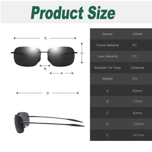 DUBERY Men Rimless Sunglasses Driving Shades Outdoor Sport Fishing Sun Glasses Ultralight  Frame Pochrome Sonnenbrille UV400