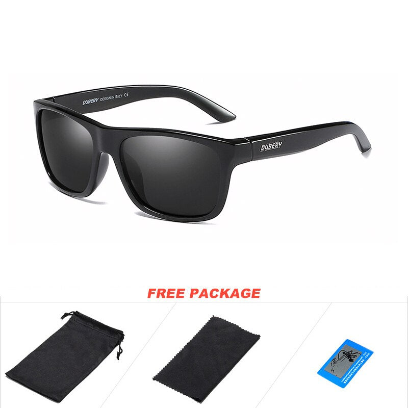 DUBERY Square Polarized Sunglasses Men Eyewear Mirrored Retro Woman Shades UV400 Protection Driving Sports Goggle