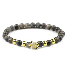 Carica l'immagine nel visualizzatore di Gallery, Natural Stone Men Charms Bracelets Black 6mm beads Spectrolite Copper Turtle Zircon Male Bangle Fashion Jewelry Dropship