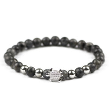 Carica l'immagine nel visualizzatore di Gallery, Natural Stone Men Charms Bracelets Black 6mm beads Spectrolite Copper Turtle Zircon Male Bangle Fashion Jewelry Dropship