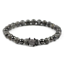 Carica l'immagine nel visualizzatore di Gallery, Natural Stone Men Charms Bracelets Black 6mm beads Spectrolite Copper Turtle Zircon Male Bangle Fashion Jewelry Dropship