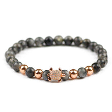 Carica l'immagine nel visualizzatore di Gallery, Natural Stone Men Charms Bracelets Black 6mm beads Spectrolite Copper Turtle Zircon Male Bangle Fashion Jewelry Dropship