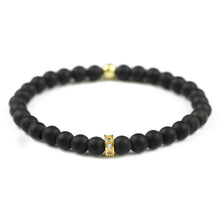 Carica l'immagine nel visualizzatore di Gallery, Stone Bracelets 6mm beads Natural Matte Black Stone Copper Cylinder Charms Bracelet Men Women Bangle Fashion Jewelry Gift
