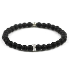 Carica l'immagine nel visualizzatore di Gallery, Stone Bracelets 6mm beads Natural Matte Black Stone Copper Cylinder Charms Bracelet Men Women Bangle Fashion Jewelry Gift