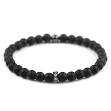 Carica l'immagine nel visualizzatore di Gallery, Stone Bracelets 6mm beads Natural Matte Black Stone Copper Cylinder Charms Bracelet Men Women Bangle Fashion Jewelry Gift