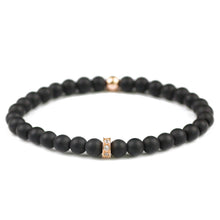 Carica l'immagine nel visualizzatore di Gallery, Stone Bracelets 6mm beads Natural Matte Black Stone Copper Cylinder Charms Bracelet Men Women Bangle Fashion Jewelry Gift