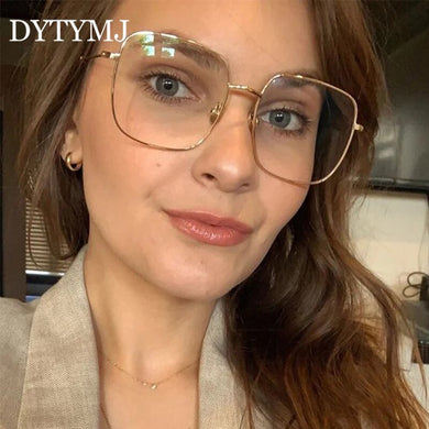 DYTYMJ Oversized  Metal Glasses Frames for Women Anti Blue Light Glasses Frame Alloy Eyeglasses Frames Women Computer Glasses
