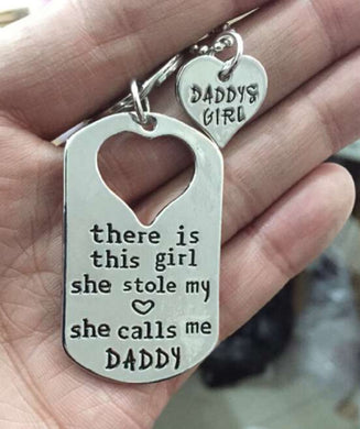 Daddy Father Daughter Necklace Paired Pendants Key Chain Dad Love Heart Necklace family Jewelry Birthd New Year Gift For Child
