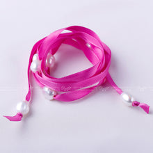 Carica l'immagine nel visualizzatore di Gallery, Bracciale con perle barocche naturali da 9-10 mm Bracciale con perle bianche e nastro di seta stile fai da te da 100 cm 