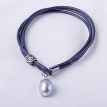 Carica l'immagine nel visualizzatore di Gallery, Braccialetto di perle barocche naturali da 9-10 mm Braccialetto di perle e cuoio Prodotto all'ingrosso Nuovo 