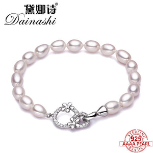 Real Natural Pearl Bracelet Fashion Trendy Real Bracelet Pearl Jewelry Party Daily Flower 925 Sliver 2018