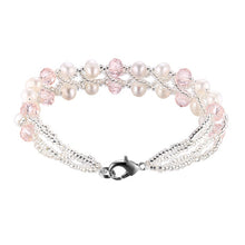 Carica l'immagine nel visualizzatore di Gallery, Wedding Pearl Bracelets with Red Pink Crystal Bracelets for Women Beaded Bracelet Pearl Jewelry Fine Anniversary Gift