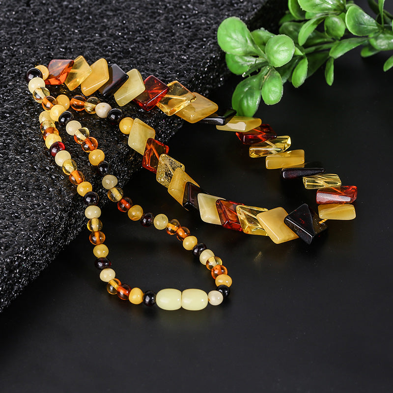 Dance engagement accessories natural pure amber wax fashion necklace jewelry Baltic Haiyuan mine