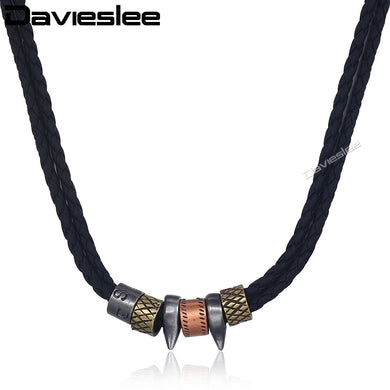 Man-made Leather Necklace For Men Women Alloy Metal Charms Tribal Ethnic Men's Pendant Necklace Cowboy DLP99