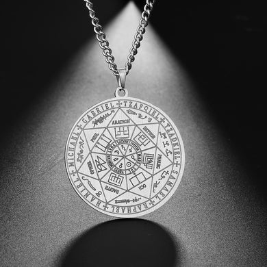 Dawapara 7 Archangels Sigil Charm Necklaces For Men  Archangels Sigil Necklaces Pentacle Magic Amulet Protection Talisman
