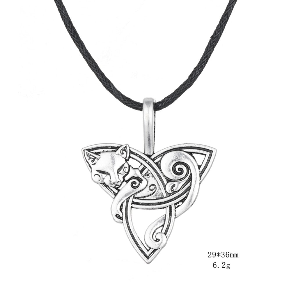 Collana vichinga Volpe Triquetra Fenrir Collana con ciondolo animale Uomo Gioielli di moda Nodo amuleto soprannaturale 