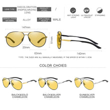 Load image into Gallery viewer, Day Night Vision Aviation Safety Driving Photochromic Sunglasses Men Polarized Chameleon Sun glasses oculos de sol masculino
