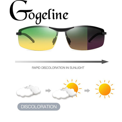 Day Night Vision Photochromic Polarized Sunglasses Men Driving Glasses UV400 Metal Square Discoloration Driver Goggles