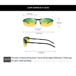 Day Night Vision Photochromic Polarized Sunglasses Men Driving Glasses UV400 Metal Square Discoloration Driver Goggles