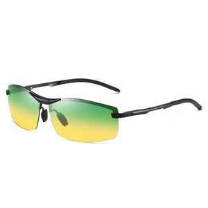 Day Night Vision Photochromic Polarized Sunglasses Men Driving Glasses UV400 Metal Square Discoloration Driver Goggles