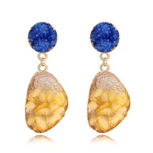 Bohemia Triangle Resin Dangle Earrings Women Girlfriend Lover Jewelry Ethnic Big Gravel Earings Female Gift E0260