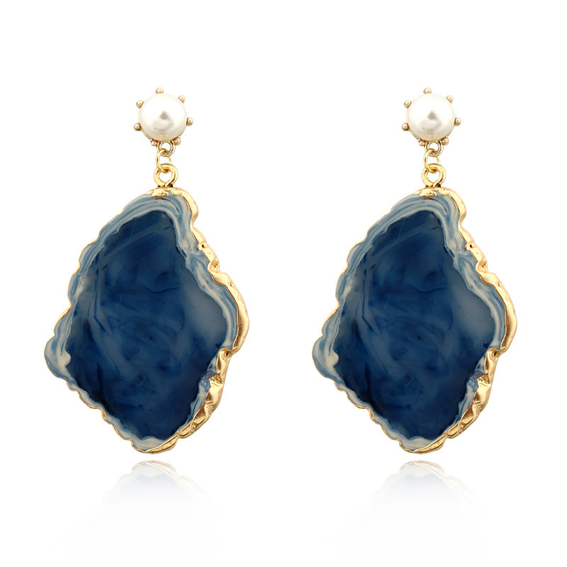 Boho Vintage Irrgular Resin Gold Drop Dangle Earrings For Women Jewelry Unique Simulated Pearl Long Earrings 2018 E265