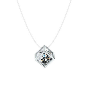 Dazzling Zircon Necklace Invisible Transparent Fishing Line Simple Pendant Necklace Jewelry for women party