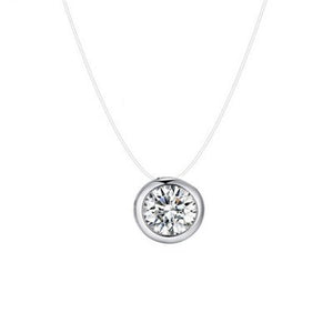 Dazzling Zircon Necklace Invisible Transparent Fishing Line Simple Pendant Necklace Jewelry for women party